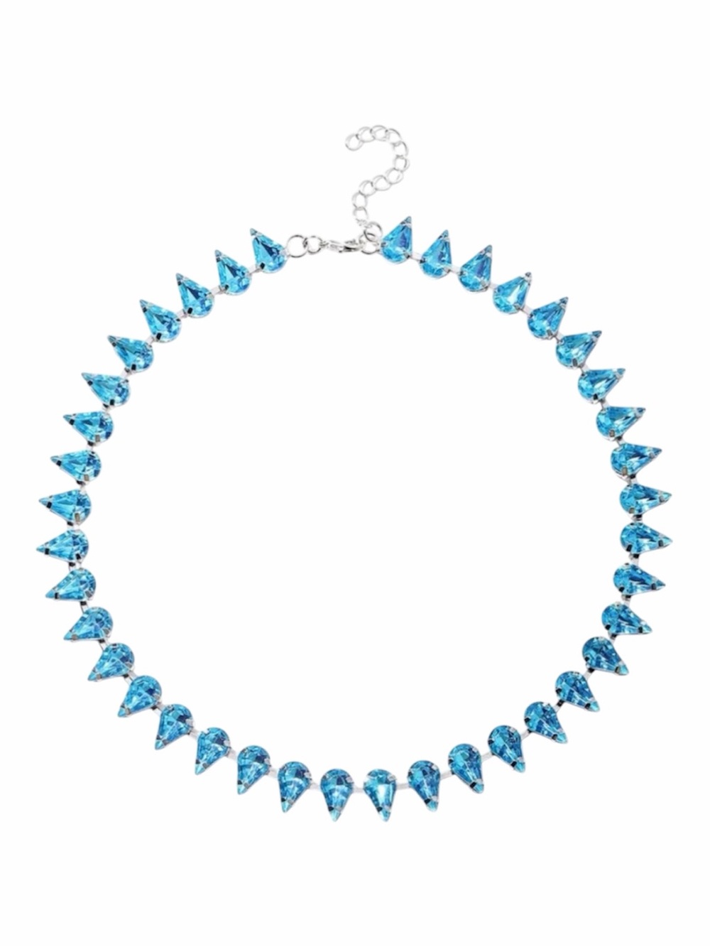 Sky Blue Teardrop Crystal Necklace - Women Jewelry